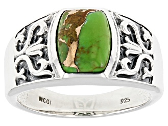 Green Turquoise Silver Men's Ring