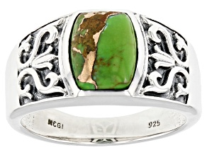 Green Turquoise Silver Men's Ring