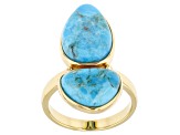 Blue Turquoise 18k Yellow Gold Over Sterling Silver Ring