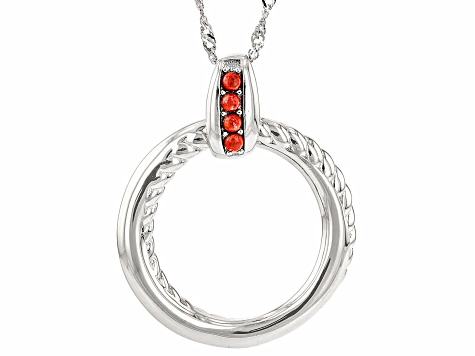 Red Sponge Coral Rhodium Over Sterling Silver Pendant with Chain