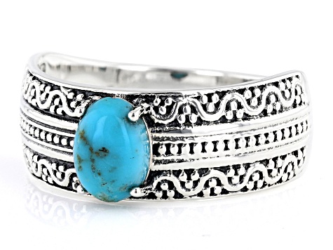 Blue Kingman Turquoise Sterling Silver Band Ring