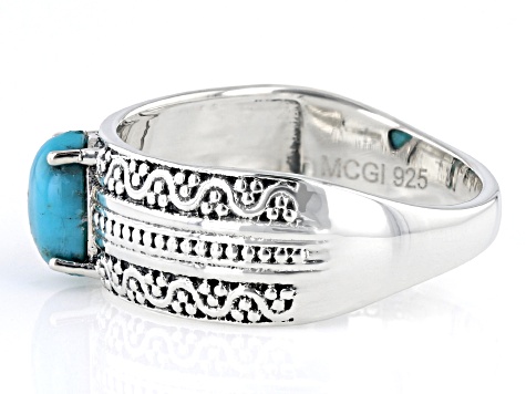 Blue Kingman Turquoise Sterling Silver Band Ring