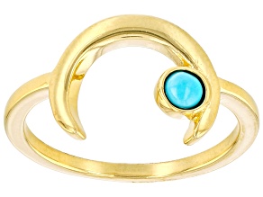 Sleeping Beauty Turquoise 18k Yellow Gold Over Sterling Silver Moon Ring