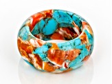 Blended Turquoise and Spiny Oyster Shell Band Ring