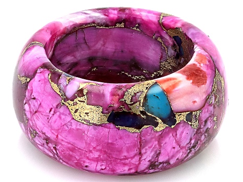 Blended Turquoise With Purple Spiny Oyster Shell Band Ring