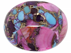 Blended Turquoise With Pink Spiny Oyster Shell Band Ring