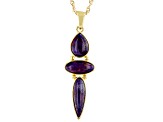 Purple Turquoise 18k Yellow Gold Over Sterling Silver Pendant with Chain