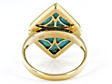 Blue Turquoise 18k Yellow Gold Over Sterling Silver 2-Stone Ring