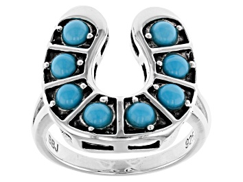 Picture of Sleeping Beauty Turquoise Sterling Silver Horseshoe Ring