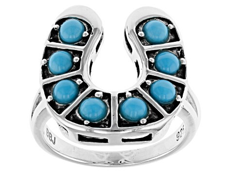 Sleeping Beauty Turquoise Sterling Silver Horseshoe Ring