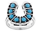 Sleeping Beauty Turquoise Sterling Silver Horseshoe Ring