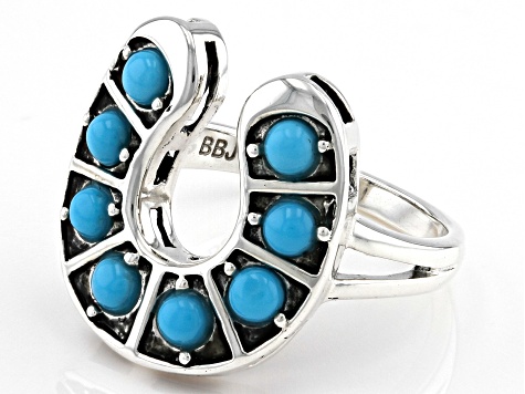 Sleeping Beauty Turquoise Sterling Silver Horseshoe Ring