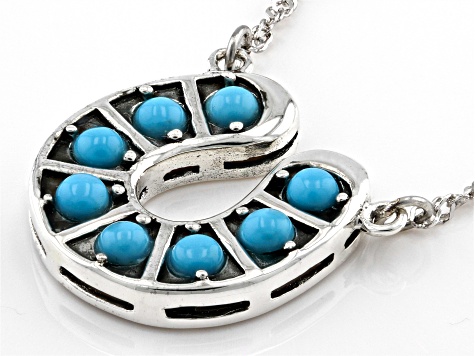 Sleeping Beauty Turquoise Sterling Silver Horseshoe Necklace