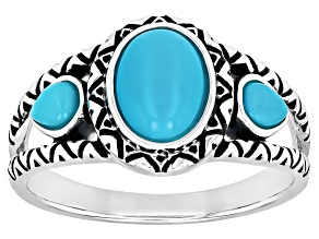 Sleeping Beauty Turquoise Sterling Silver 3-Stone Ring