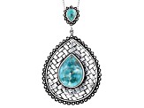 Pear Shaped Turquoise Sterling Silver Pendant with Chain