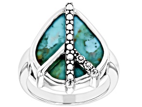 Blue Turquoise Sterling Silver Peace Sign Ring