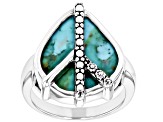 Blue Turquoise Sterling Silver Peace Sign Ring