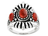 Red Sponge Coral Sterling Silver Ring