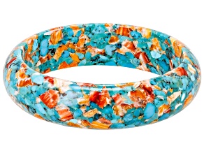 Blended Turquoise and Spiny Oyster Shell Bangle Bracelet