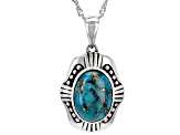 Blue Turquoise Sterling Silver Pendant with Chain