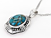 Blue Turquoise Sterling Silver Pendant with Chain