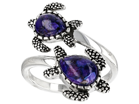 Purple Turquoise Sterling Silver Turtle Bypass Ring