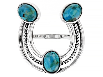 Picture of Blue Turquoise Sterling Silver Horseshoe Ring