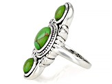 Green Turquoise Sterling Silver 3-Stone Ring