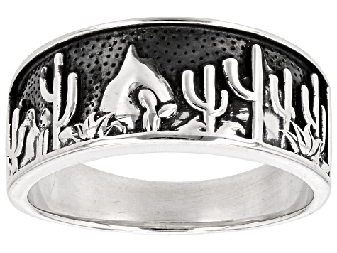 Oxidized Sterling Silver Desert Landscape Band Ring