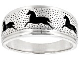 Oxidized Sterling Silver Running Horses Band Ring