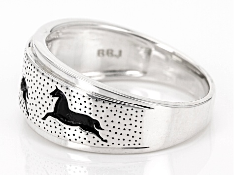 Oxidized Sterling Silver Running Horses Band Ring