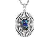 Blended Turquoise, Lapis Lazuli & Spiny Oyster Shell Silver Pendant with Chain