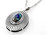Blended Turquoise, Lapis Lazuli & Spiny Oyster Shell Silver Pendant with Chain