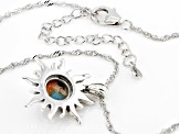 Blended Turquoise & Spiny Oyster Shell Oxidized Sterling Silver Pendant with Chain