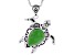 Green Turquoise Sterling Silver Turtle Pendant With Chain
