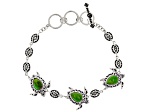 Green Turquoise Sterling Silver Turtle Bracelet 9x6mm