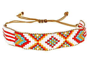 Multi-Color Glass Bead Corded Bolo Bracelet