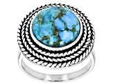 Blue Turquoise Rope Design Sterling Silver Ring
