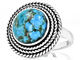 Blue Turquoise Rope Design Sterling Silver Ring