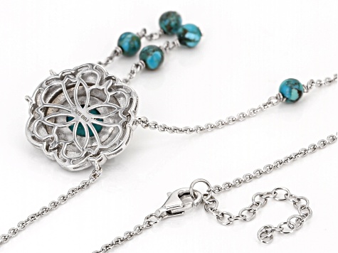 Blue Turquoise Sterling Silver "Bolo Tie" Necklace