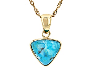 Blue Composite Turquoise 18k Gold Over Sterling Silver Pendant With Chain