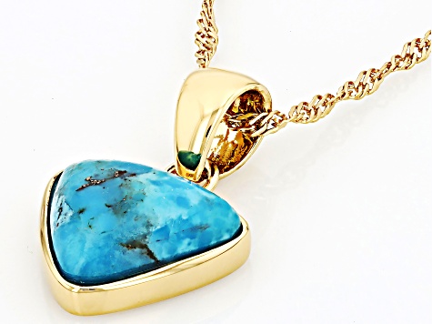 Blue Composite Turquoise 18k Gold Over Sterling Silver Pendant With Chain
