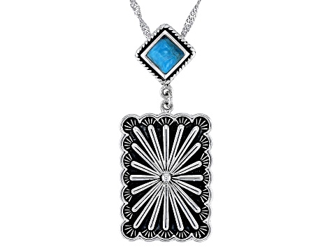 Blue Turquoise Sterling Silver Pendant With Chain