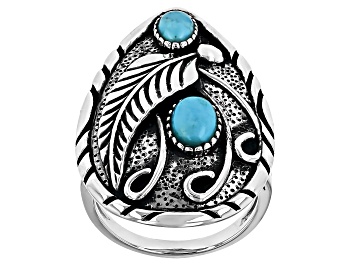 Picture of Blue Turquoise Sterling Silver Feather Ring