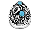 Blue Turquoise Sterling Silver Feather Ring