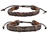 Brown Faux Leather Bracelets Set of 2