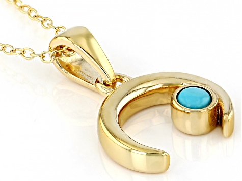 Sleeping Beauty Turquoise 18k Gold Over Sterling Silver Pendant With Chain