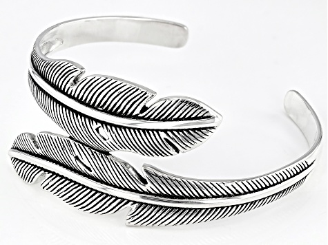 Oxidized Sterling Silver Feather Cuff Bracelet