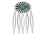 Blue Turquoise Silver Tone Hair Comb