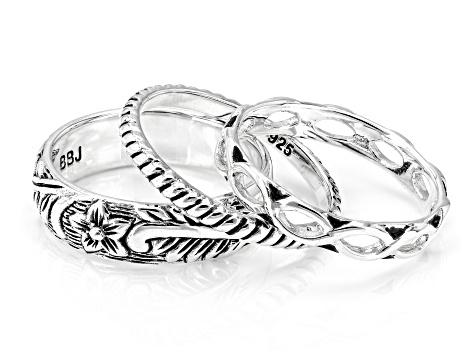 Oxidized Sterling Silver Band Ring Set of 3